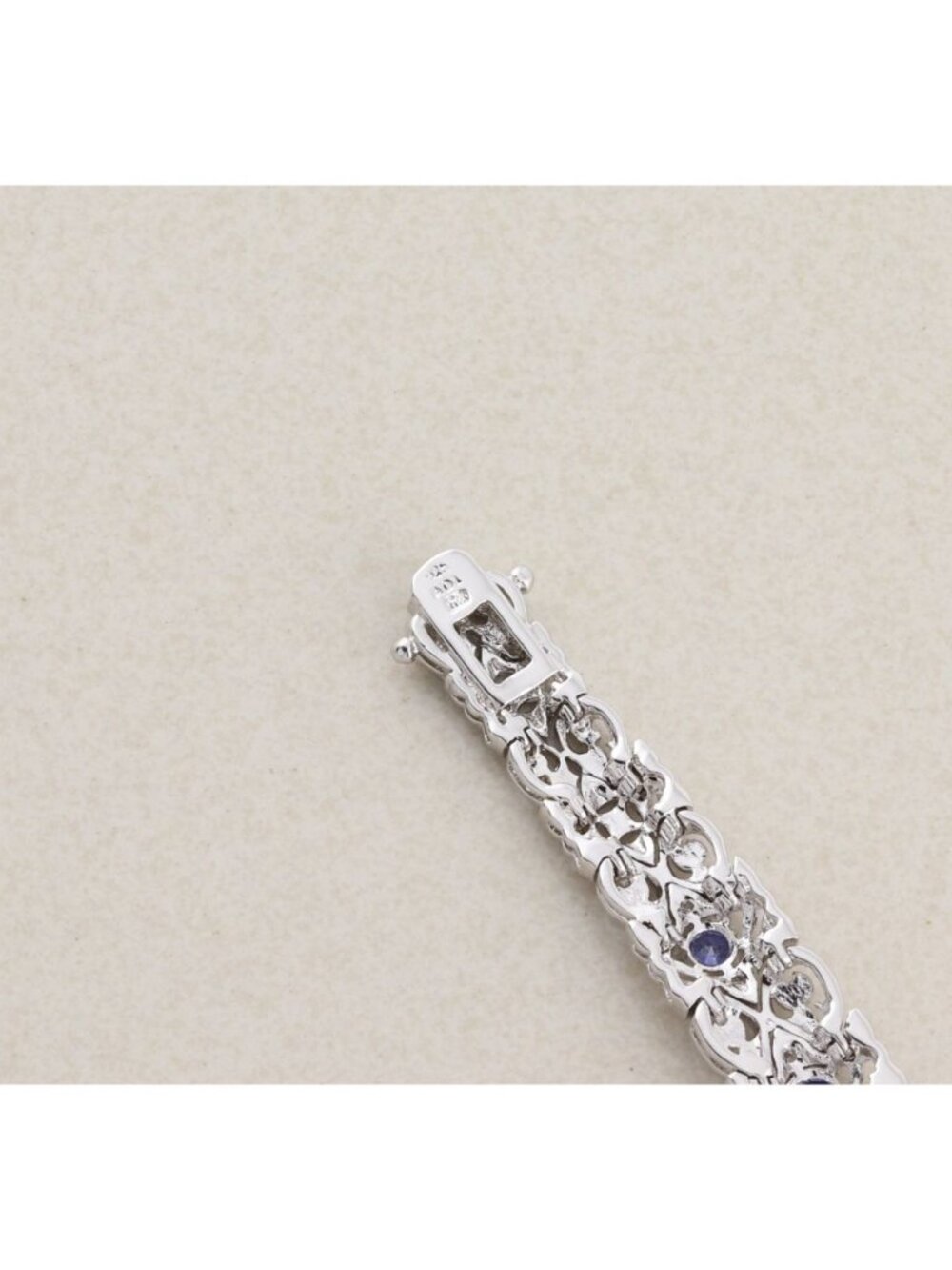 Sterling Silver Ornate Scrollwork Sparkly Tanzanite & CZ Bracelet 7 1/4" inch - Picture 8 of 8